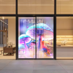 Pantalla LED holográfica transparente flexible de alta definición P6.25mm, una pantalla LED flexible y fácil de instalar.